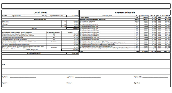 Excellaa Prospera Bavdhan Costing Plan