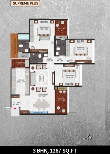 Excellaa Prospera Bavdhan 3BHK Plan